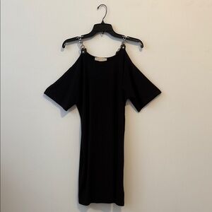 MICHAEL KORS CHAIN STRAP SHOULDER SHEATH BLACK DRESS